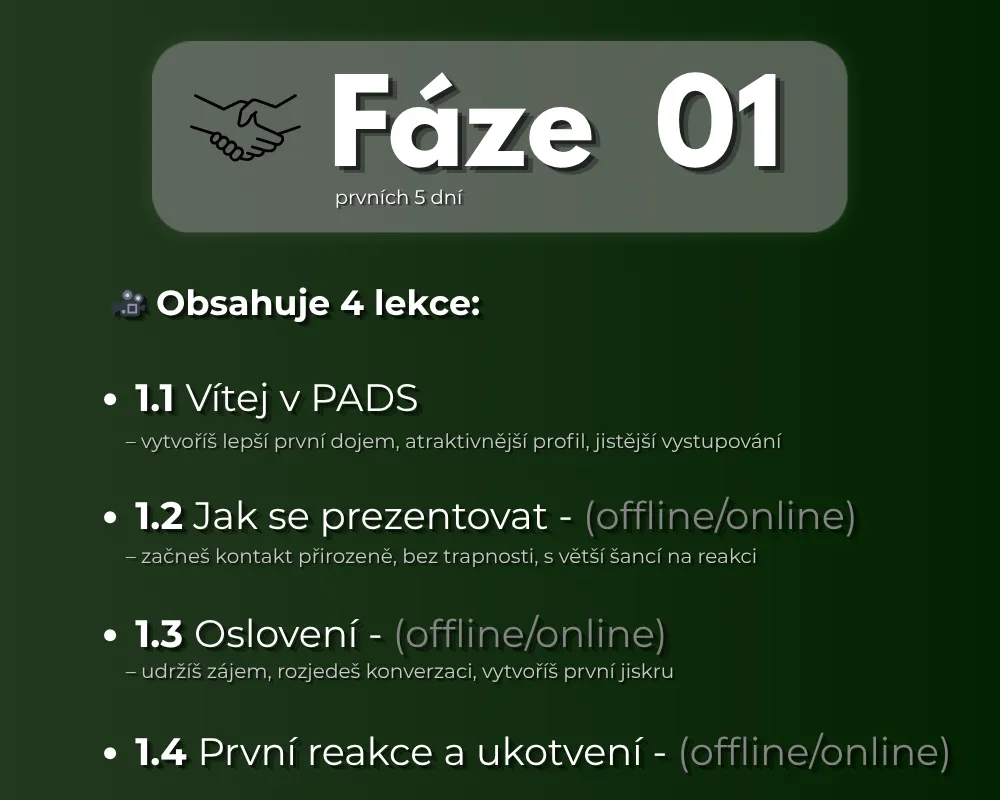 Fáze 01 – Prvních 5 dní
